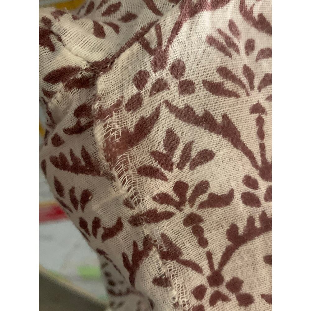 FIGUE 3/4 Sleeve Brown Leaf and Orange Beaded tunic top flaw large - Picture 11 of 15